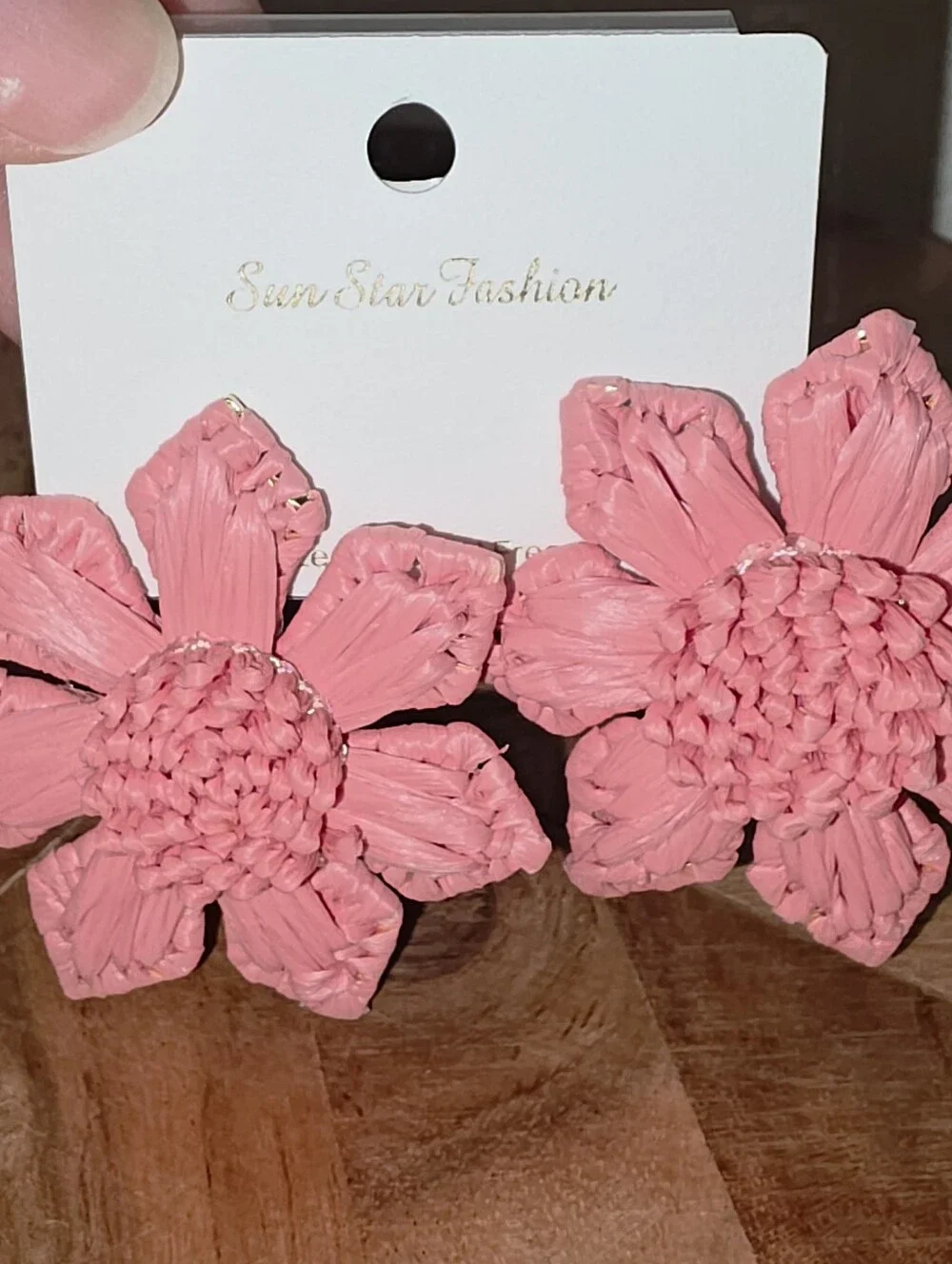 Floral Statement Tropical Rafia Earrings In Pink Flamingo, NWT